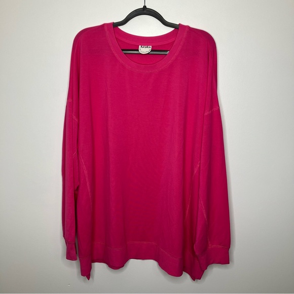 ARULA Tops - NWT ARULA Hot Pink Crew Neck Lightweight Sweatshirt C 3X 22/24